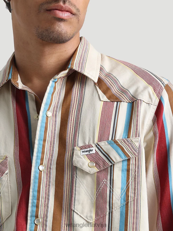 azul zils 20 reižu konkurētspējīgs moderna komforta krekls ar garām piedurknēm rietumu apdruku vīriešiem apģērbs Wrangler BFNTB481